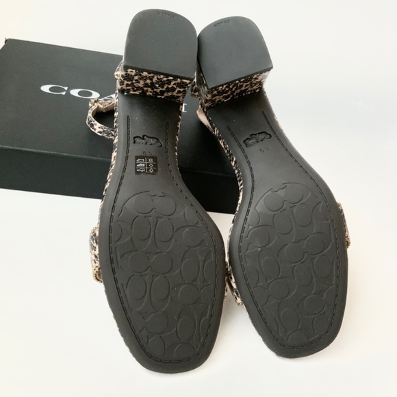 Coach Maddie Bead Chain Embossed Snake Leather Ankle Strap Sandals Heels 6.5 - Picture 10 of 10